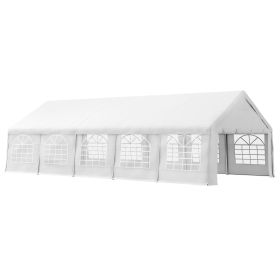 Heavy Duty Carport Canopy 32x16ft Party/Wedding Tent White with Removable Sidewalls Outdoor