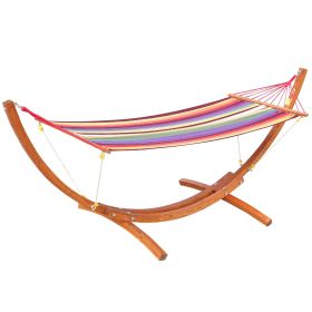Alfresco Relaxation Haven: 10' Rainbow Wood Hammock Stand for Patio Bliss