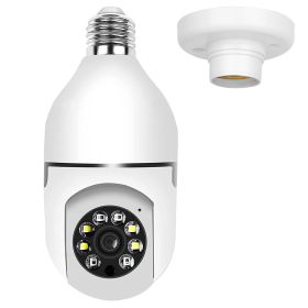 E27 WiFi Bulb Camera 1080P FHD WiFi IP Pan Tilt Security Surveillance Camera with Two-Way Audio Night Vision Motion Detection Function APP Contro (Color: White, size: One size)