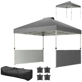 10' x 10' Pop Up Canopy Tent with 2 Half Sidewalls, UV50+ Instant Sun Shelter with Wheeled Carry Bag, Dark Gray (Option: Dark Gray-1190x225x225 mm)